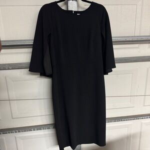 Calvin Klein Black Cape Sleeve Size 12 Midi Dress